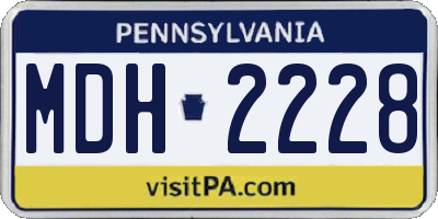 PA license plate MDH2228