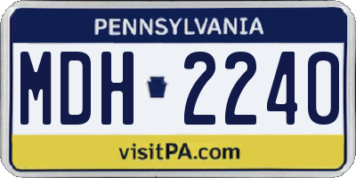 PA license plate MDH2240