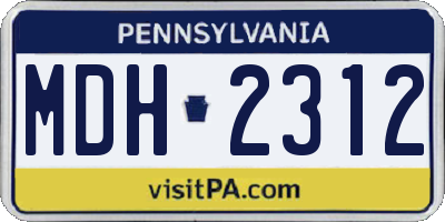 PA license plate MDH2312