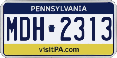 PA license plate MDH2313