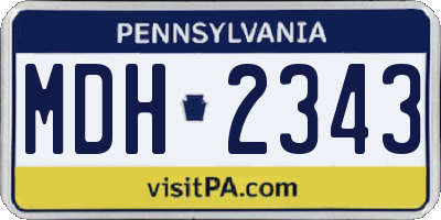 PA license plate MDH2343