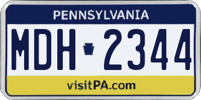 PA license plate MDH2344
