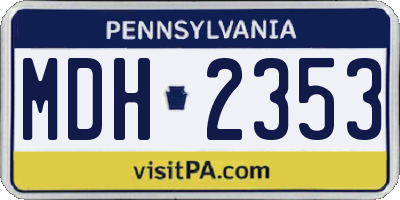 PA license plate MDH2353