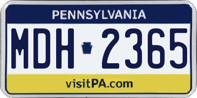 PA license plate MDH2365