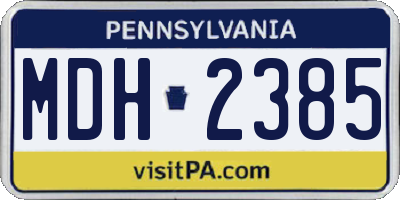 PA license plate MDH2385