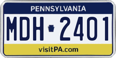 PA license plate MDH2401