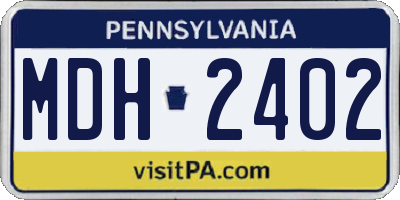 PA license plate MDH2402
