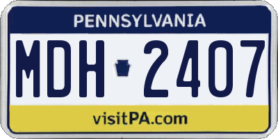 PA license plate MDH2407
