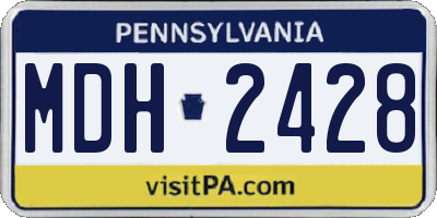 PA license plate MDH2428