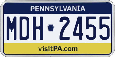 PA license plate MDH2455