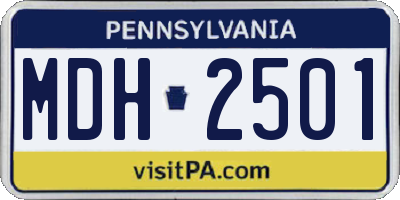 PA license plate MDH2501