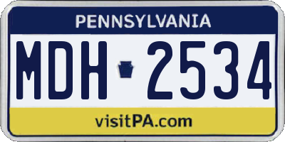 PA license plate MDH2534