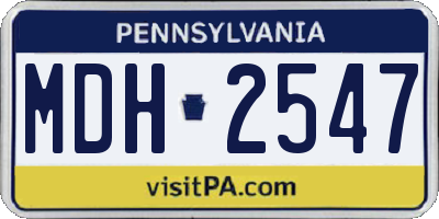 PA license plate MDH2547