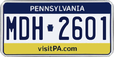 PA license plate MDH2601