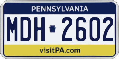 PA license plate MDH2602