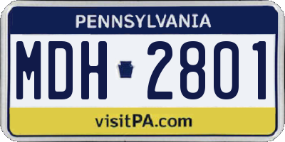 PA license plate MDH2801