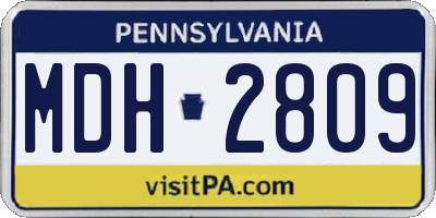PA license plate MDH2809