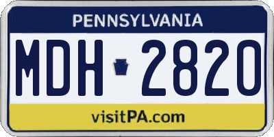 PA license plate MDH2820