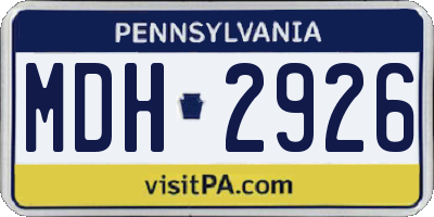 PA license plate MDH2926