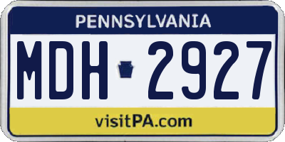 PA license plate MDH2927