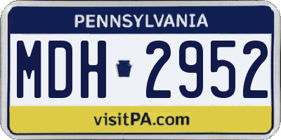 PA license plate MDH2952