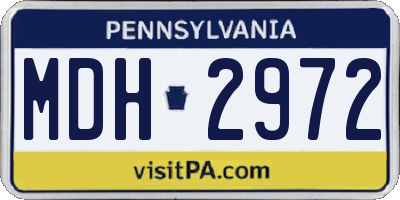 PA license plate MDH2972