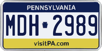 PA license plate MDH2989