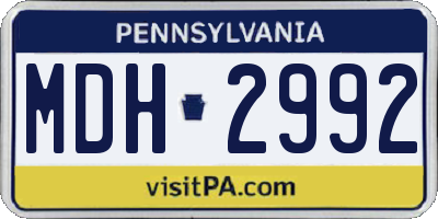 PA license plate MDH2992