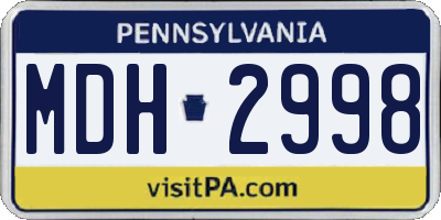 PA license plate MDH2998