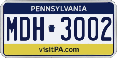 PA license plate MDH3002