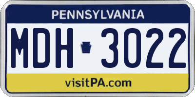 PA license plate MDH3022