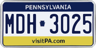 PA license plate MDH3025