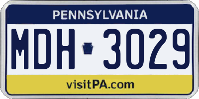 PA license plate MDH3029