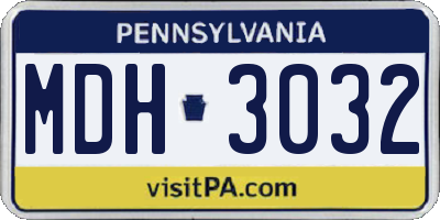 PA license plate MDH3032