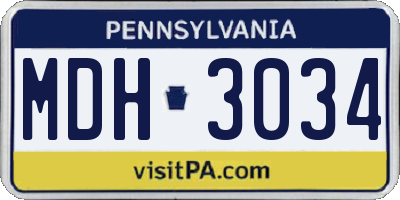 PA license plate MDH3034