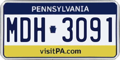 PA license plate MDH3091