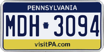 PA license plate MDH3094