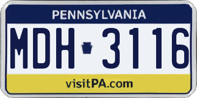 PA license plate MDH3116