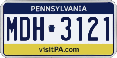 PA license plate MDH3121