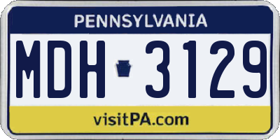 PA license plate MDH3129