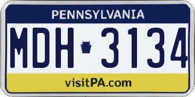 PA license plate MDH3134