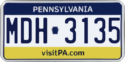 PA license plate MDH3135