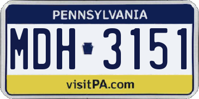 PA license plate MDH3151