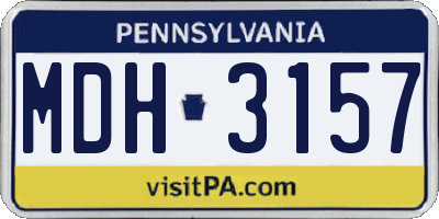 PA license plate MDH3157