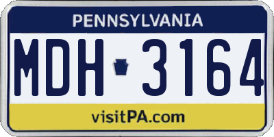 PA license plate MDH3164