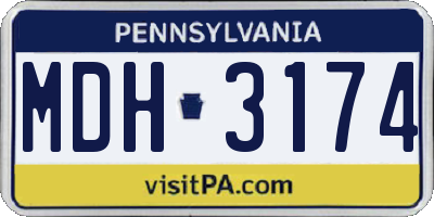 PA license plate MDH3174