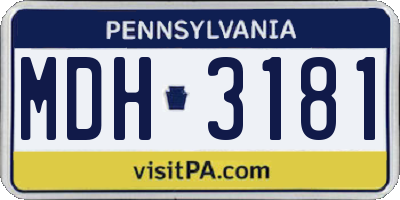 PA license plate MDH3181