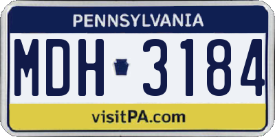 PA license plate MDH3184