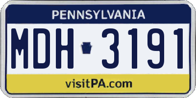 PA license plate MDH3191
