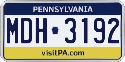 PA license plate MDH3192